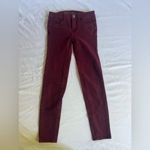American Eagle Maroon Super Stretch Skinny Jeans Size 00 Short